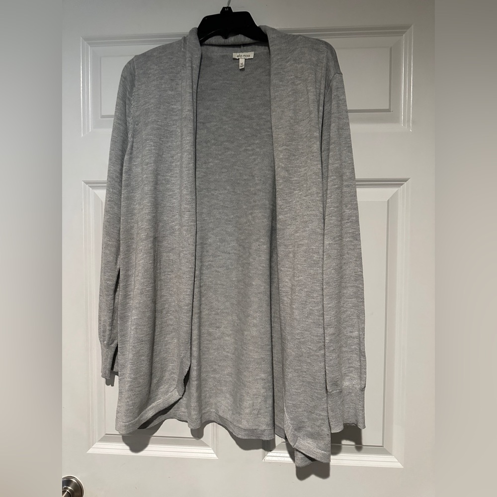 Ella Moss Lightweight Gray Open-Front Cardigan